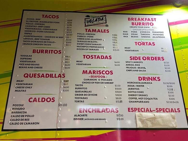 Tacos De Volada - Medford, OR menu_pic
