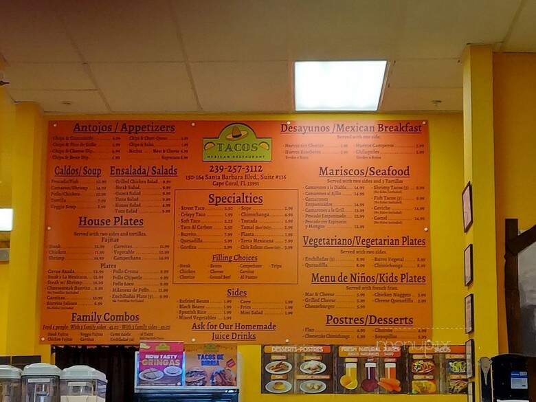Taco's Mexican Restaurant - Cape Coral, FL menu_pic