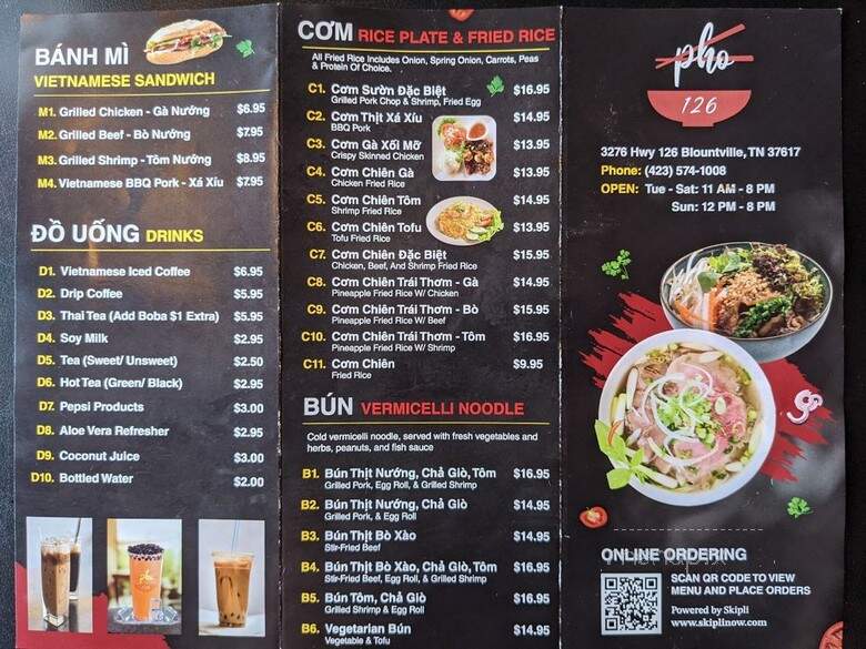 Pho126 - Blountville, TN menu_pic