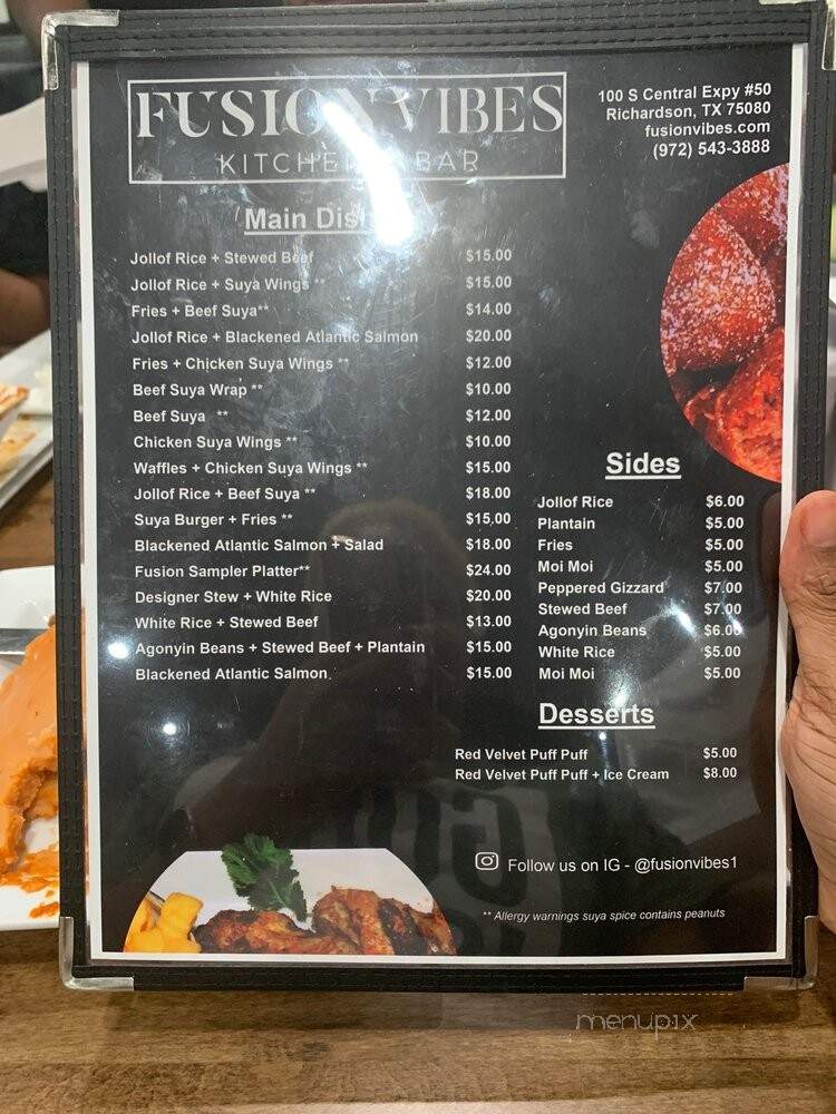 Fusion Vibes Kitchen + Bar - Richardson, TX menu_pic