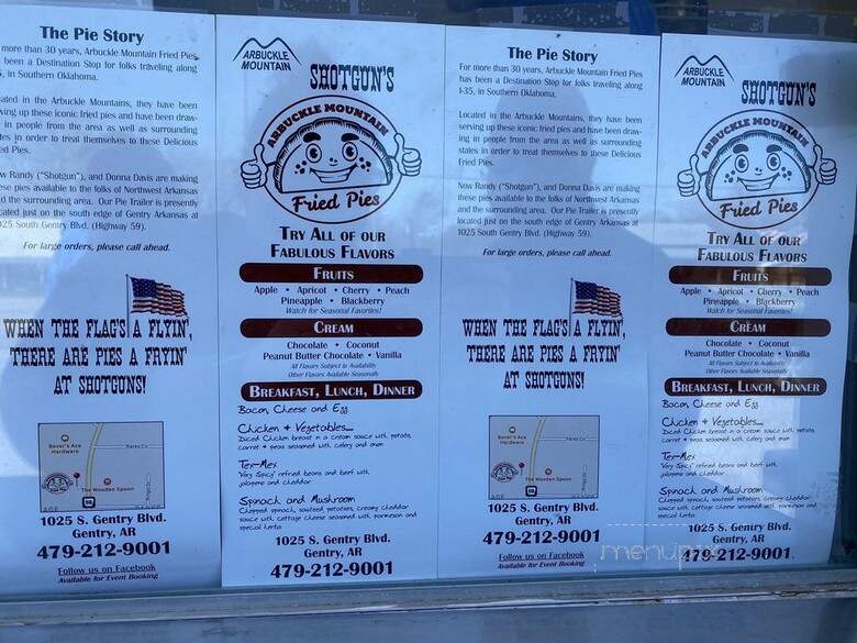Shotgun's Arbuckle Moutain Fried Pies - Gentry, AR menu_pic