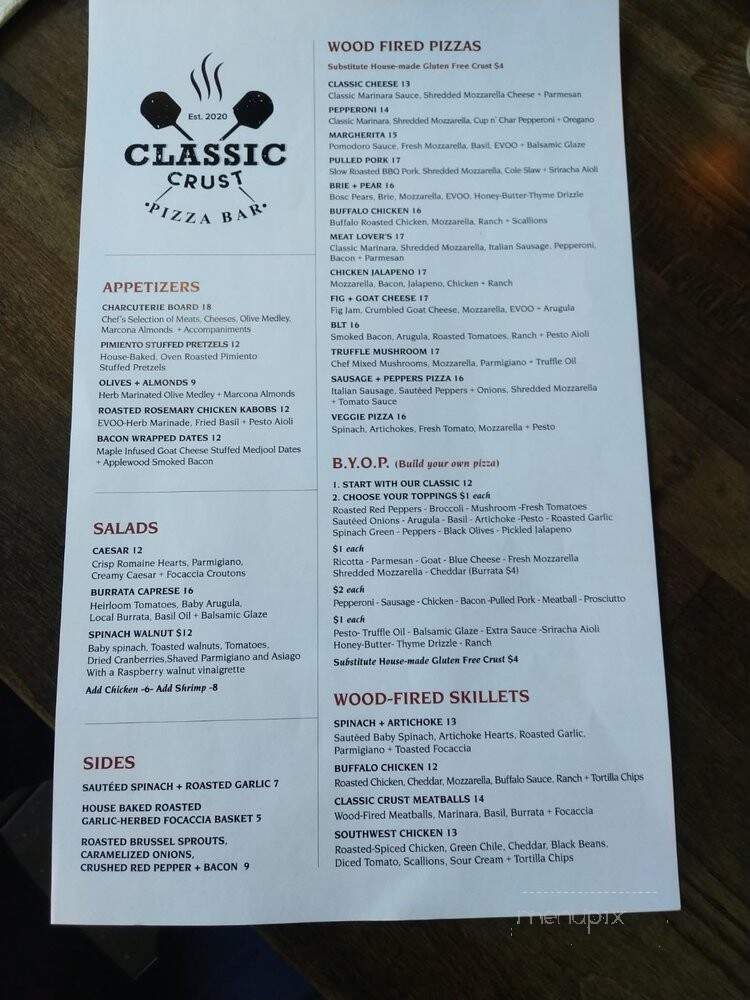 Classic Crust Pizza Bar - Clifton Park, NY menu_pic