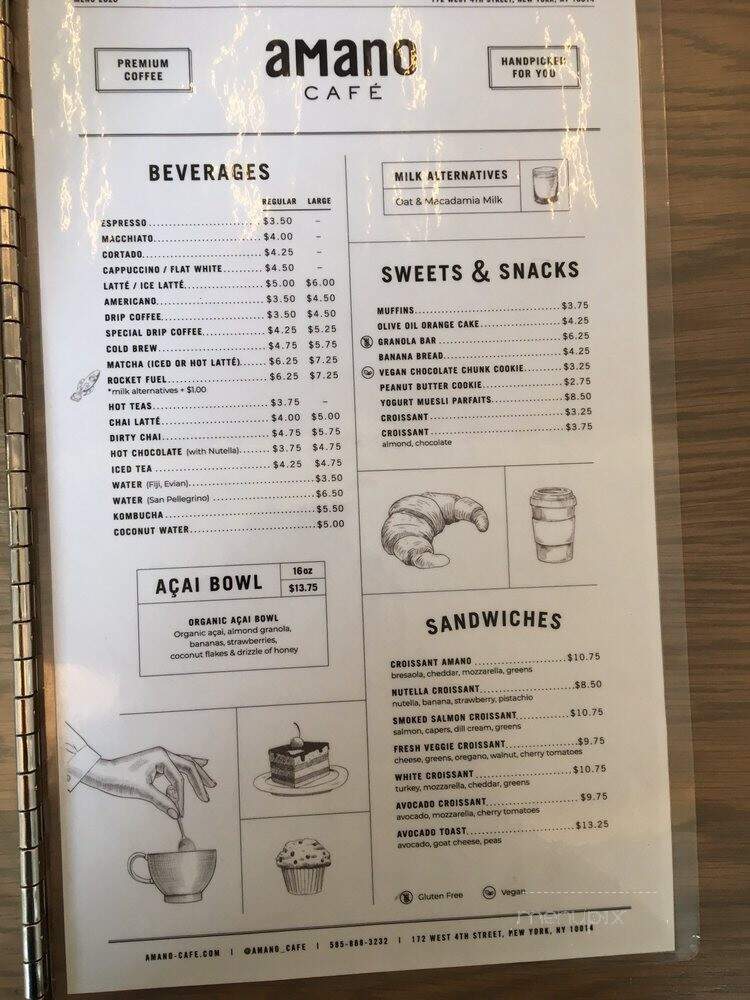Amano Cafe - New York, NY menu_pic