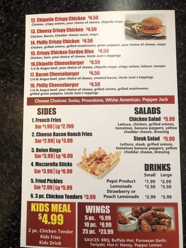 Uncle JoJo's Philly Steak - Cleveland, OH menu_pic