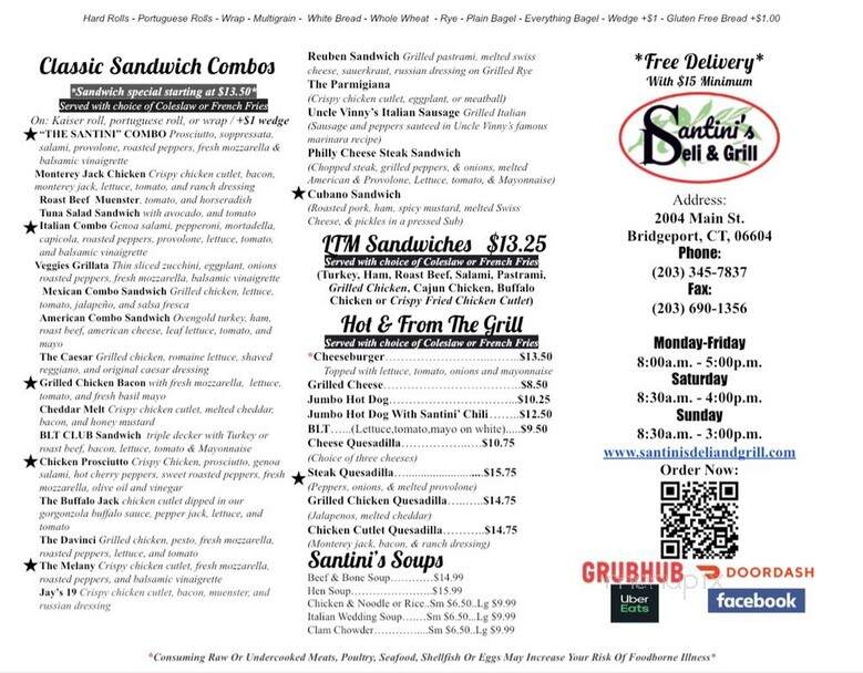 Santini's Deli and Grill - Bridgeport, CT menu_pic
