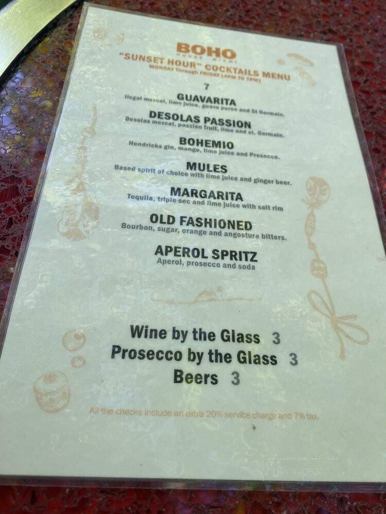 BOHO House - Miami, FL menu_pic