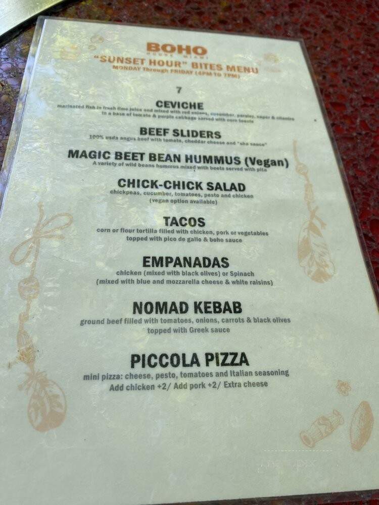 BOHO House - Miami, FL menu_pic