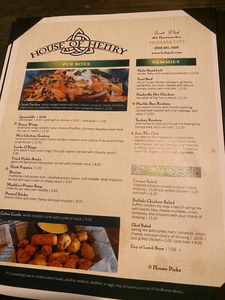 House Of Henry - Panama City, FL menu_pic