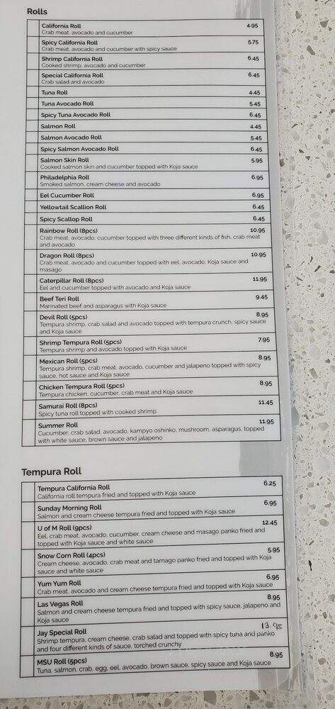 Koja Sushi - Dearborn, MI menu_pic