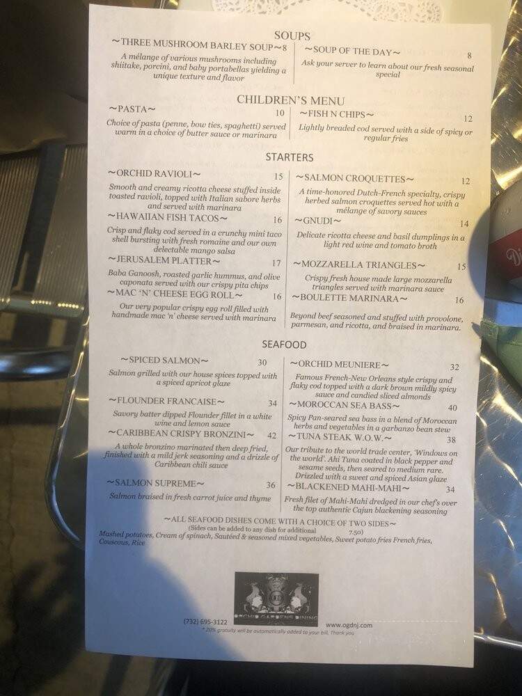 Orchid Gardens Dining - Ocean Township, NJ menu_pic