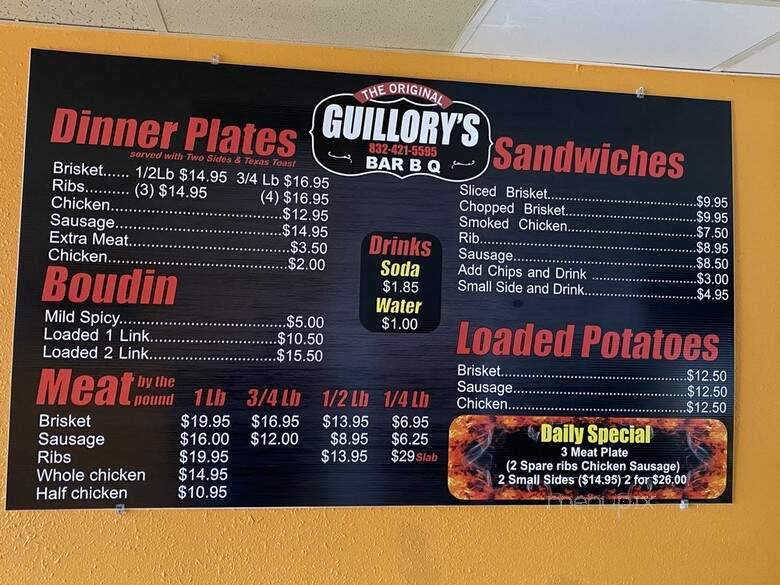 Guillory's BBQ - Houston, TX menu_pic