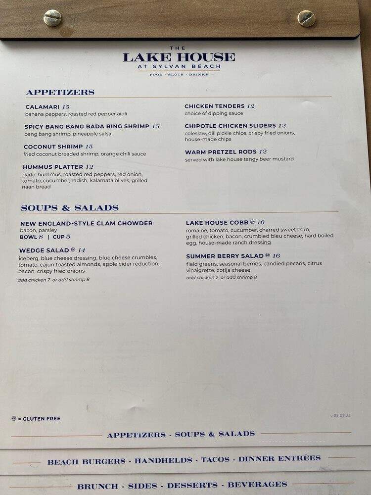The Lake House - Sylvan Beach, NY menu_pic