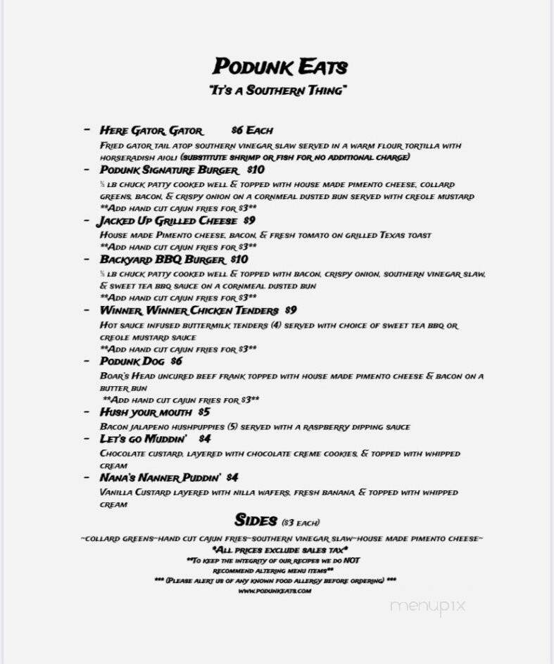 Podunk Eats - Juno Beach, FL menu_pic