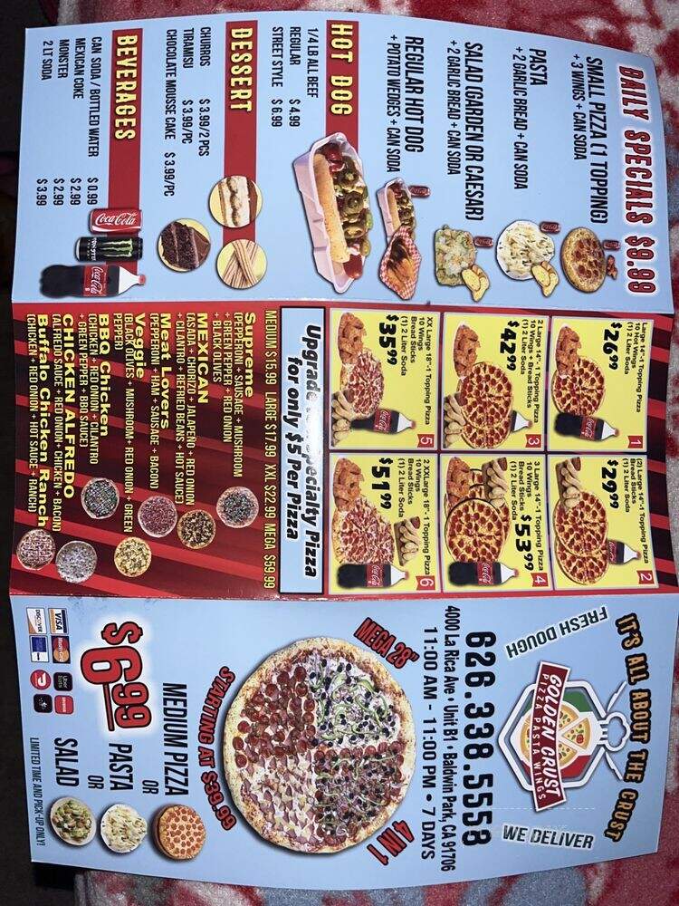 Golden Crust Pizza - Baldwin Park, CA menu_pic