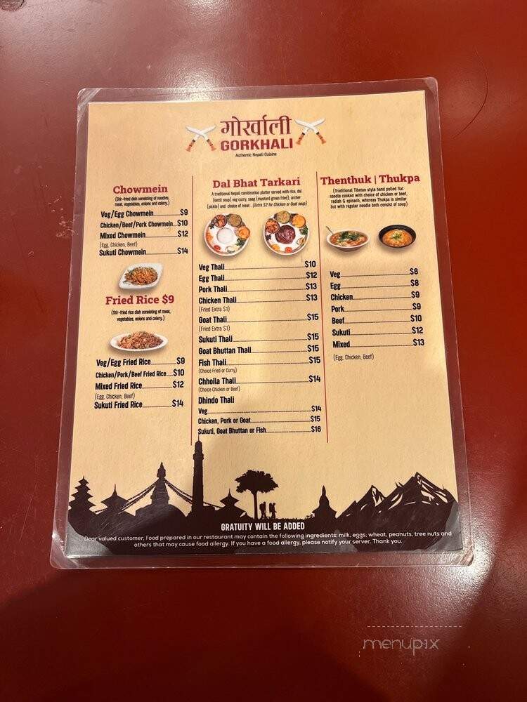 Gorkhali Nepalese Restaurant - Jackson Heights, NY menu_pic