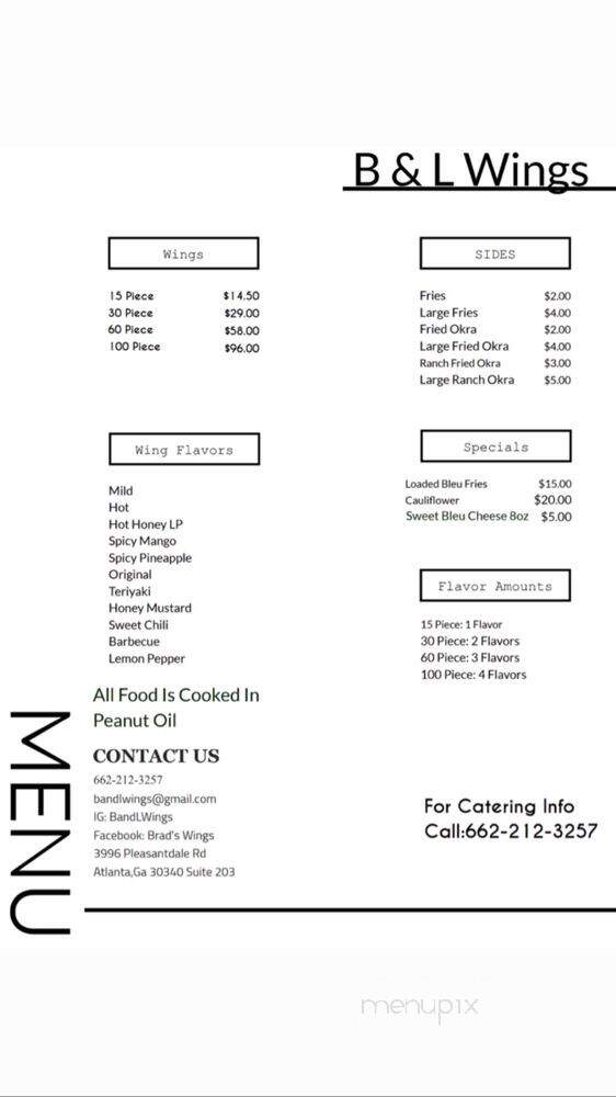 B & L Wings - Atlanta, GA menu_pic
