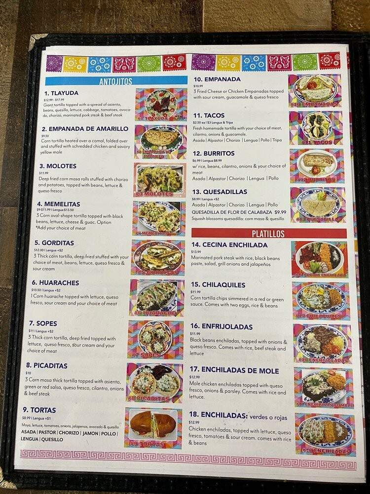 El Valle OaxaqueNo - Salem, OR menu_pic