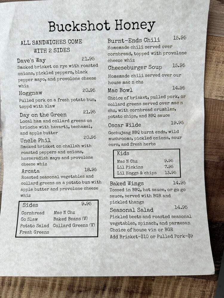 Buckshot Honey - Snoqualmie, WA menu_pic