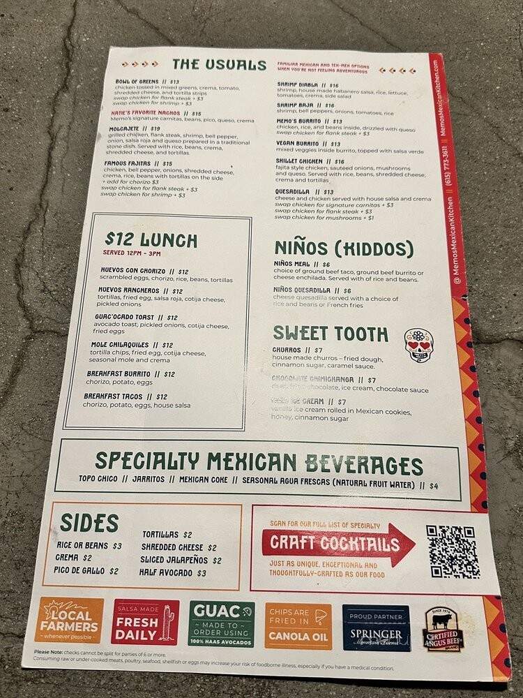 Memos Mexican Kitchen - Mt. Juliet, TN menu_pic