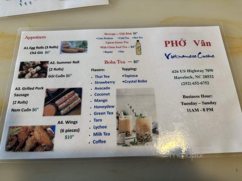 Pho Van - Havelock, NC menu_pic