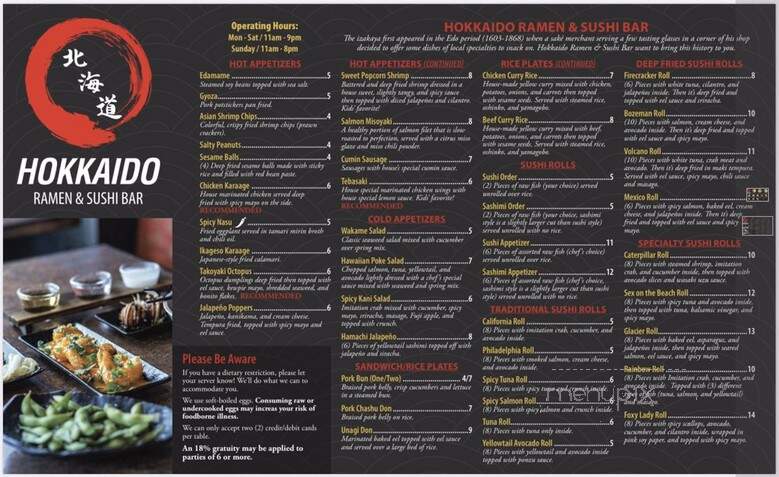 Hokkaido Ramen & Izakaya - Great Falls, MT menu_pic