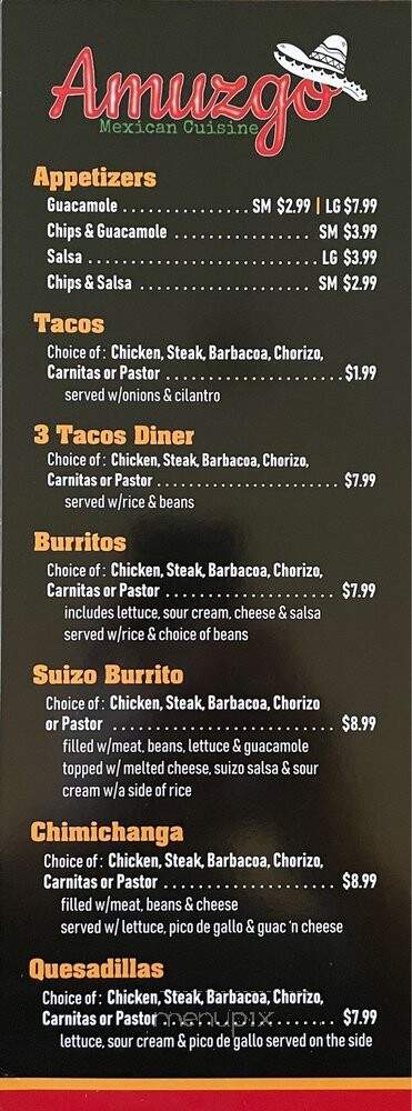 Amuzgo Mexican Cuisine - Algonquin, IL menu_pic