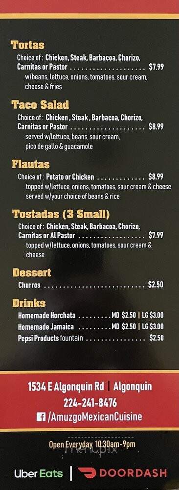 Amuzgo Mexican Cuisine - Algonquin, IL menu_pic