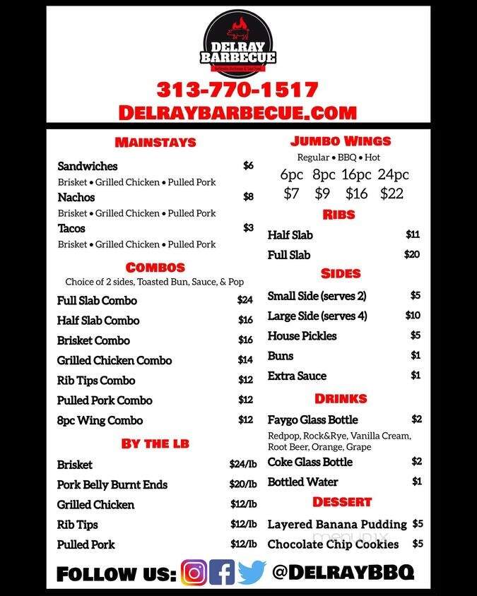 Delray Barbecue - Detroit, MI menu_pic