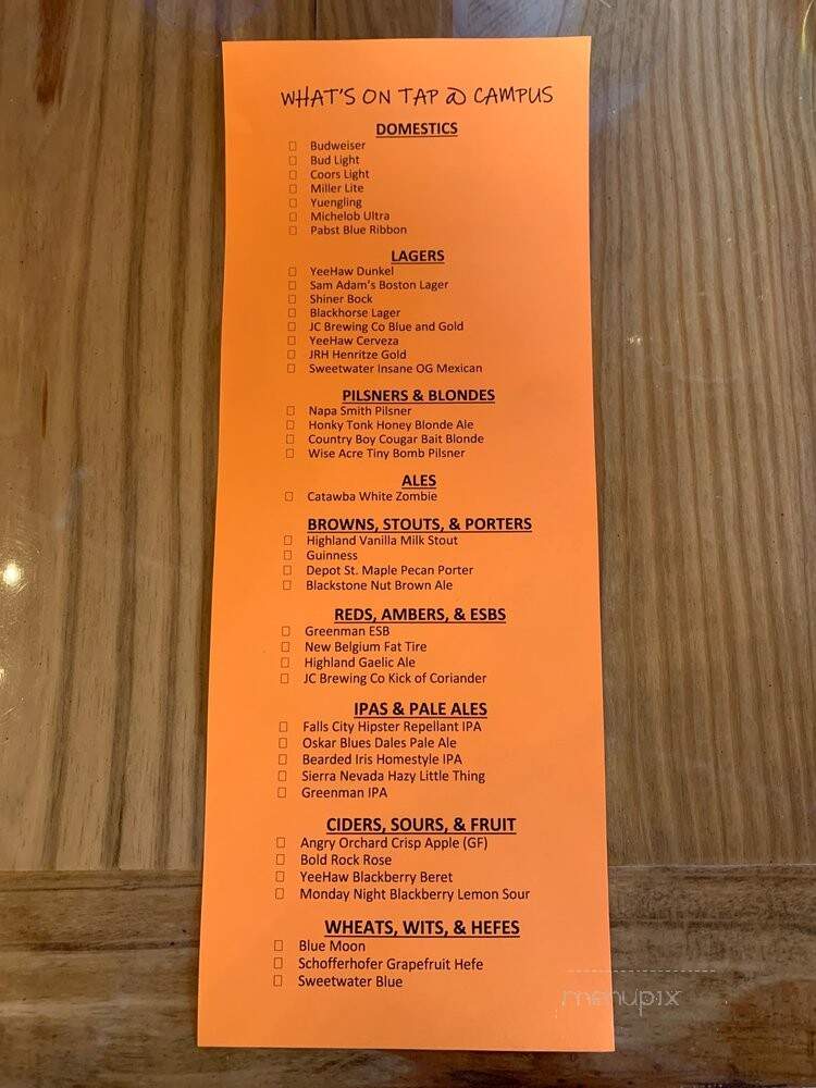 Cootie Browns - Johnson City, TN menu_pic