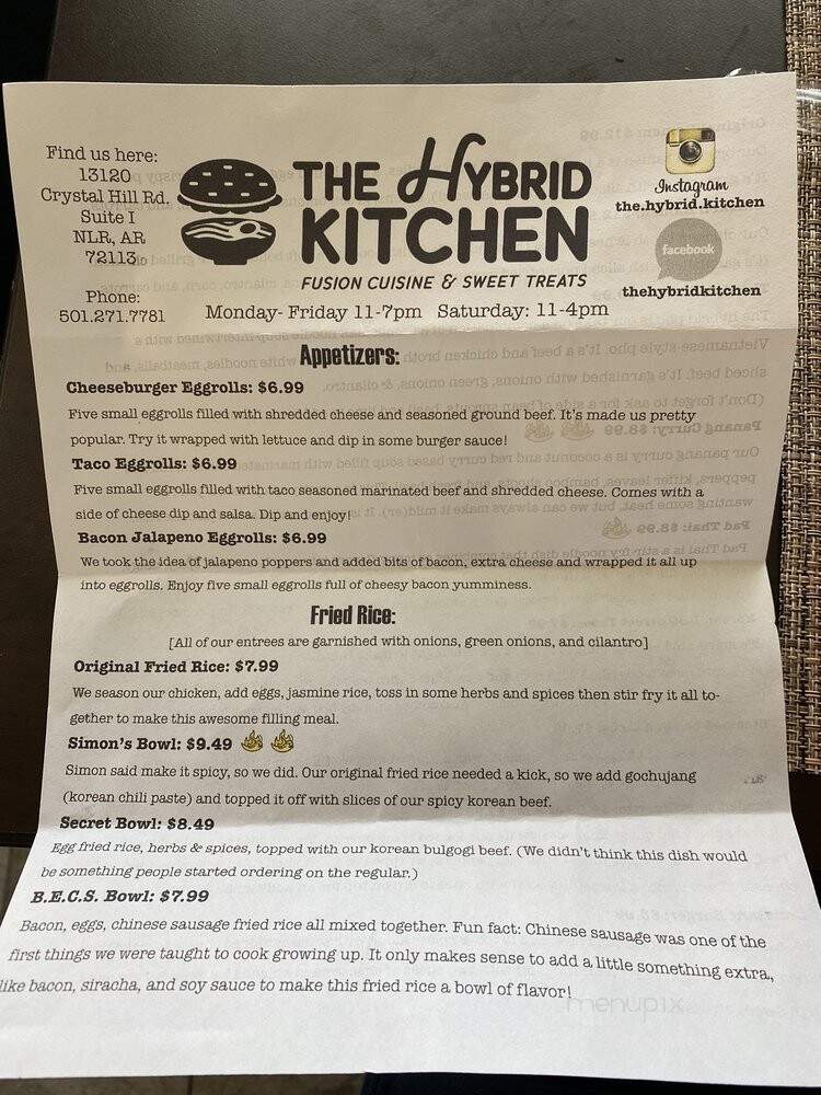 The Hybrid Kitchen - Maumelle, AR menu_pic