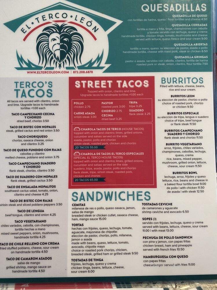 El Terco Leon - Chicago, IL menu_pic