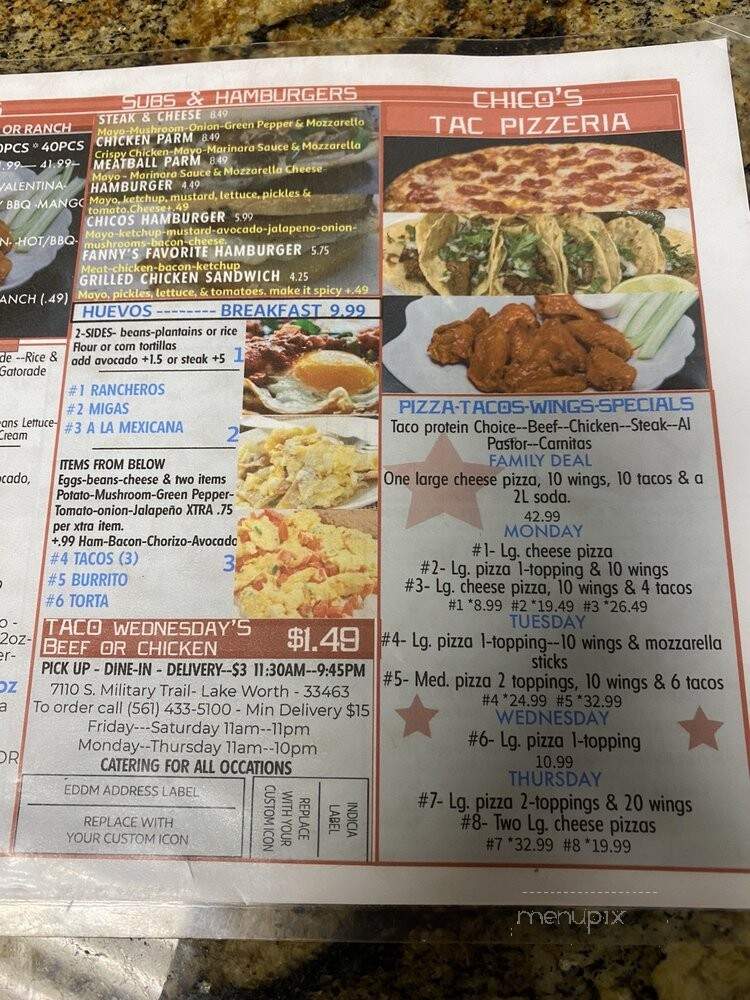 Chico's Tacos, Pizza & Wings - Lake Worth, FL menu_pic
