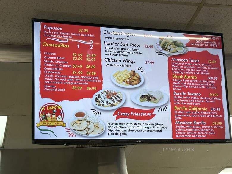 La Libertad Pupuseria Y Taqueria - Raeford, NC menu_pic