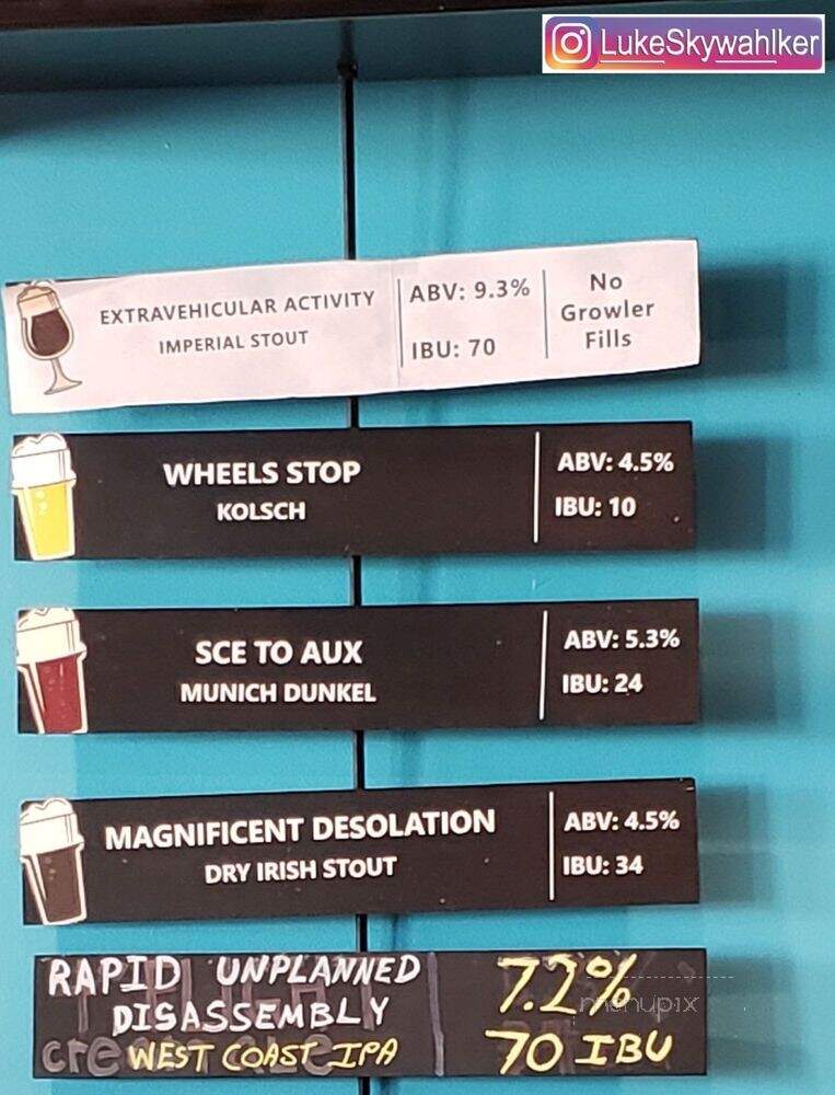 Escape Velocity Brewing - Lafayette, IN menu_pic