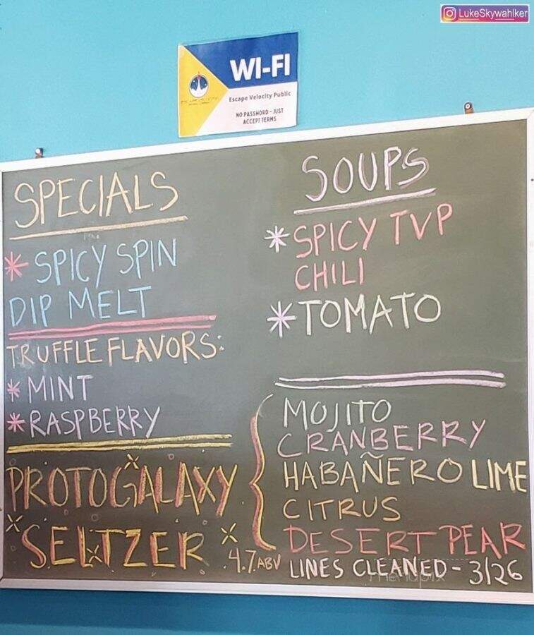 Escape Velocity Brewing - Lafayette, IN menu_pic