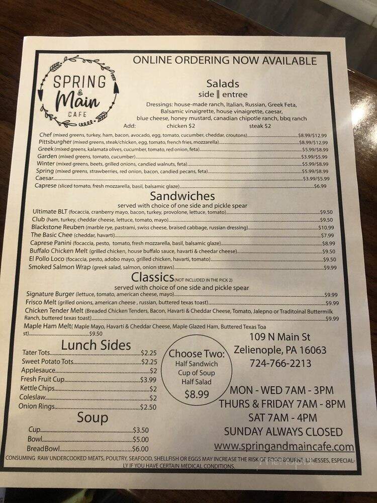 Spring and Main Cafe - Zelienople, PA