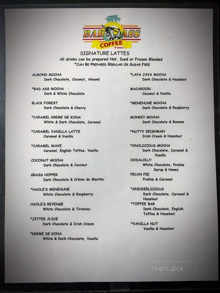 Bad Ass Coffee of Hawaii - Pensacola, FL menu_pic