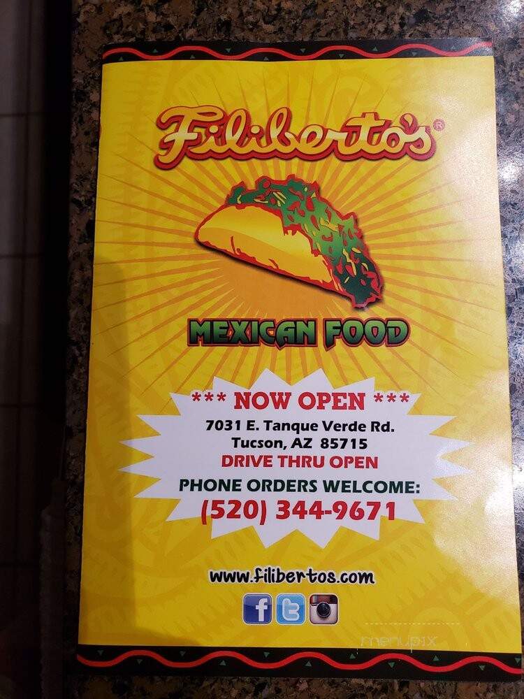 Filiberto's Mexican Food - Tucson, AZ menu_pic
