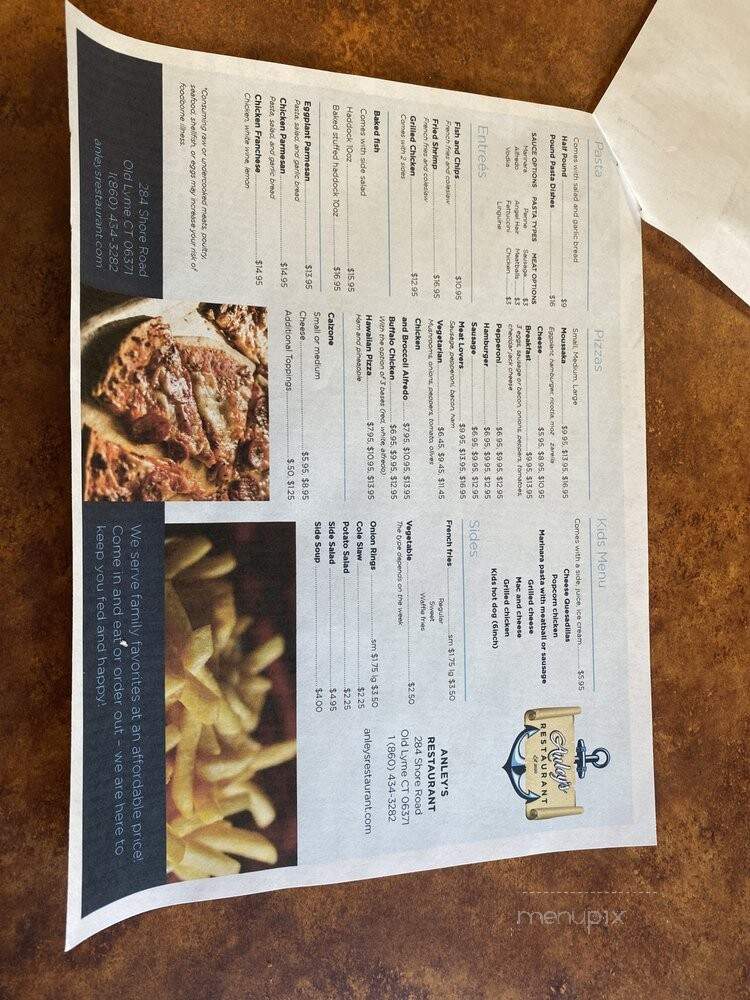 Anley's Restaurant - Old Lyme, CT menu_pic
