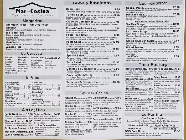 Mar- Cosina - Mansfield, TX menu_pic