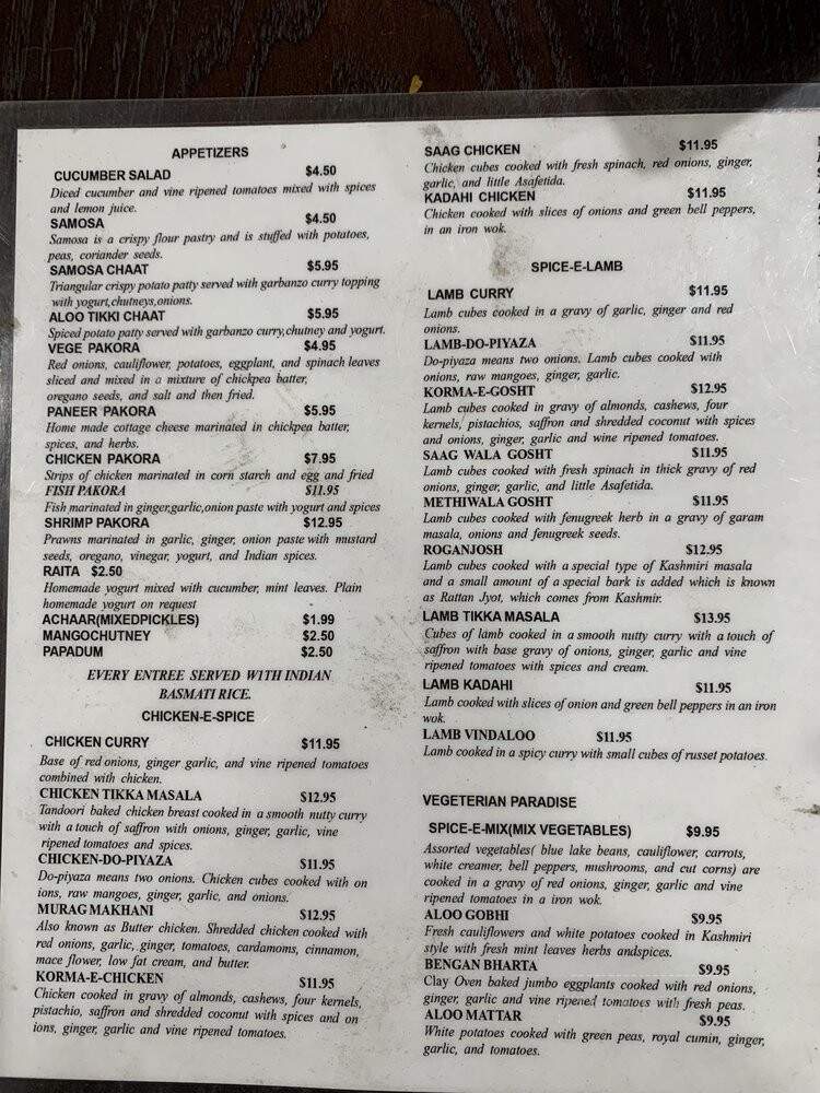 Spice Up Indian Kitchen - Union City, CA menu_pic