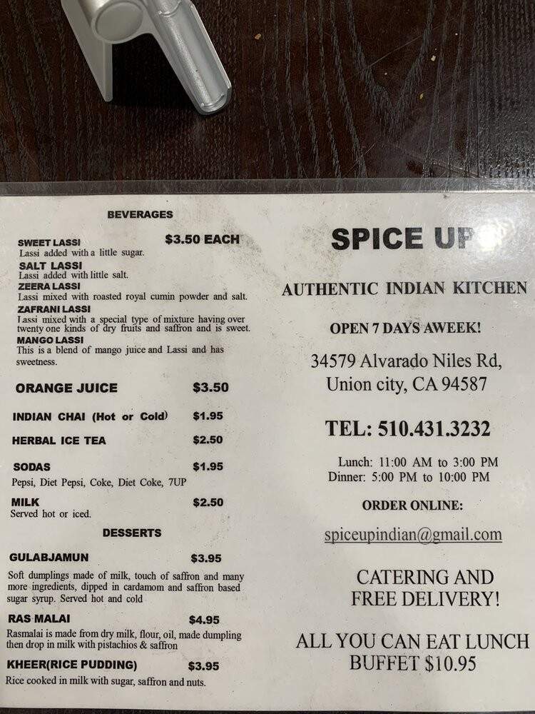 Spice Up Indian Kitchen - Union City, CA menu_pic
