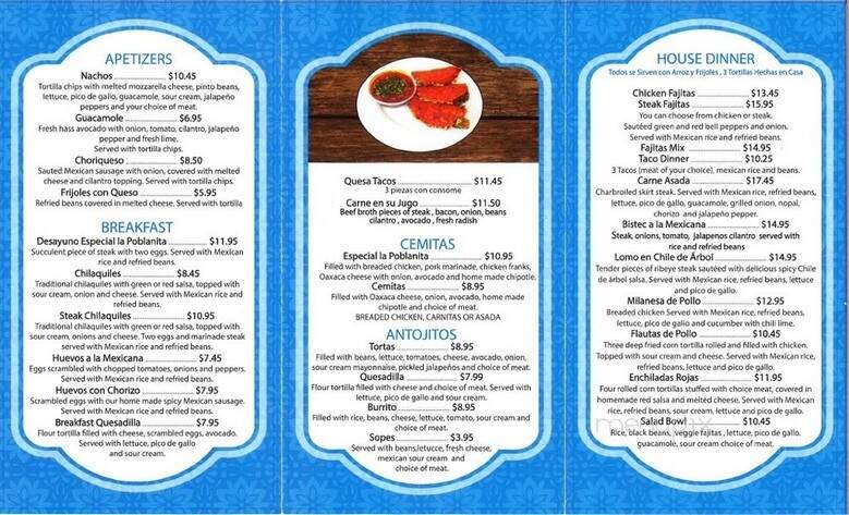 La Poblanita - Streamwood, IL menu_pic