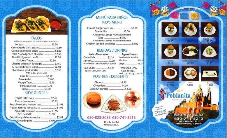 La Poblanita - Streamwood, IL menu_pic