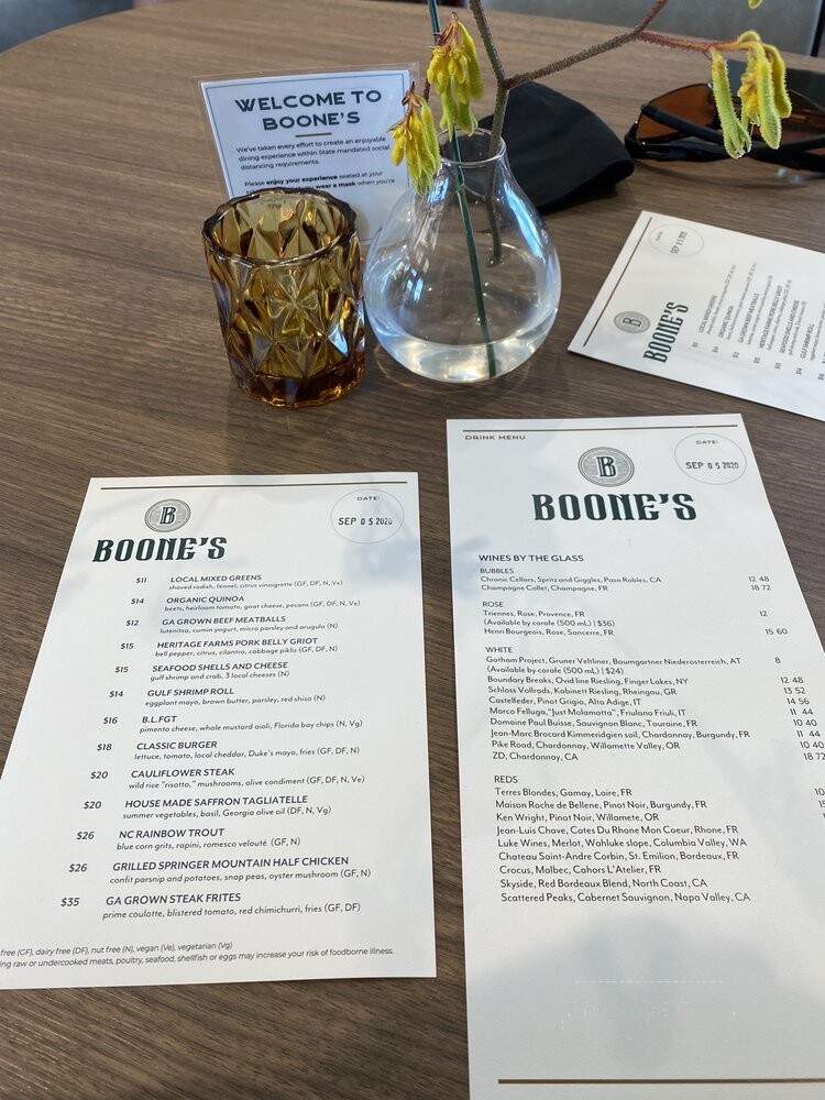 Boone's - Atlanta, GA menu_pic