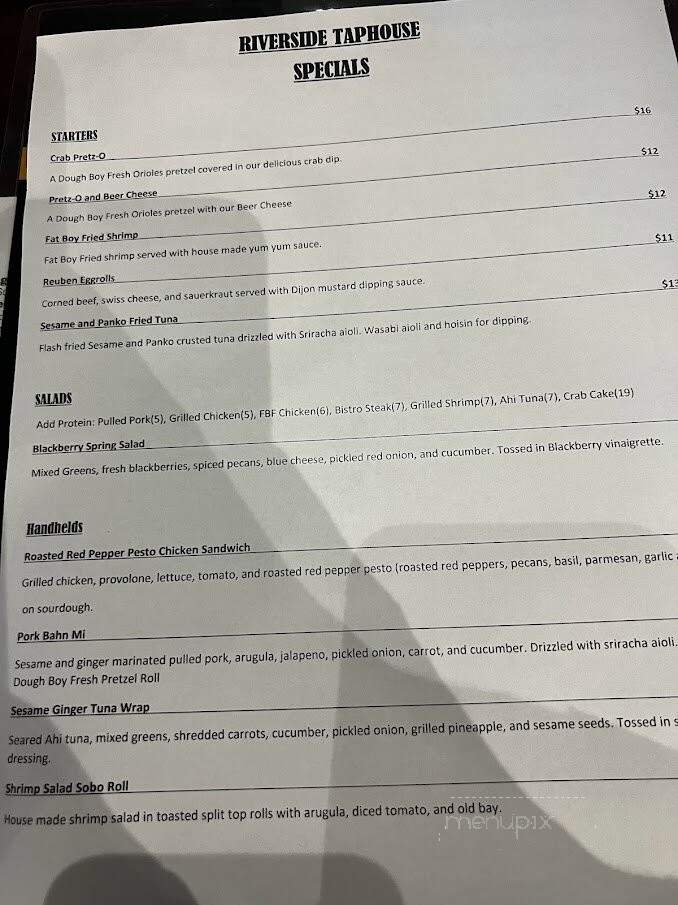 Riverside Taphouse - Baltimore, MD menu_pic