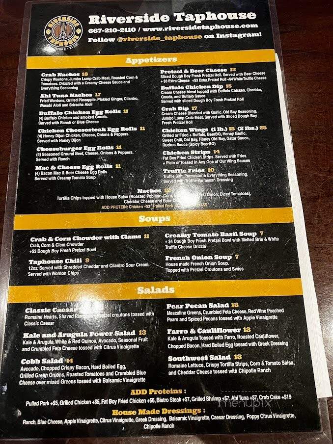 Riverside Taphouse - Baltimore, MD menu_pic