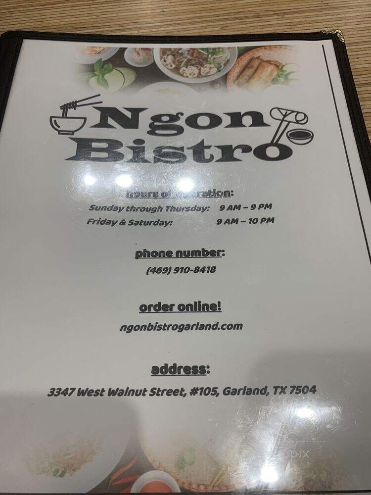 Ngon Bistro - Garland, TX menu_pic
