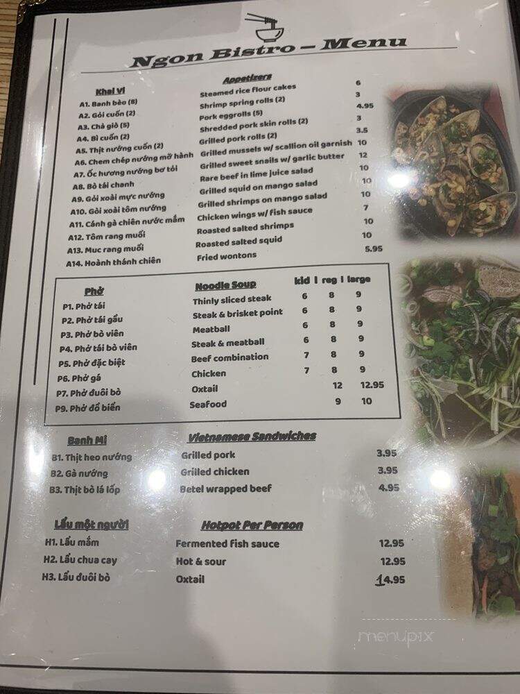 Ngon Bistro - Garland, TX menu_pic