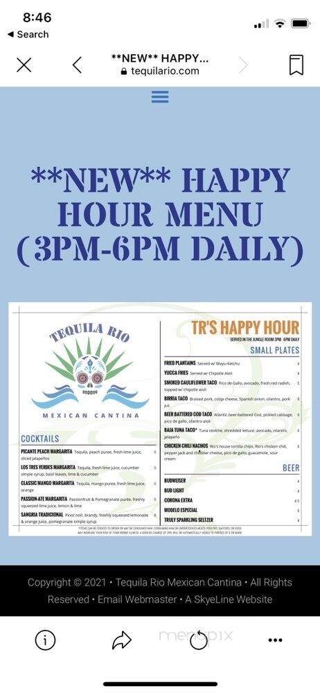 Tequila Rio - Wethersfield, CT menu_pic